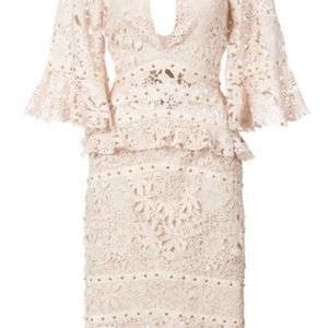 Nicole Miller Flutter Sleeve Embroidered Dress 6